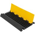 Global Industrial 5-Channel Heavy-Duty Cable Protector, 32,600 lbs. Cap., Black & Yellow 670622
